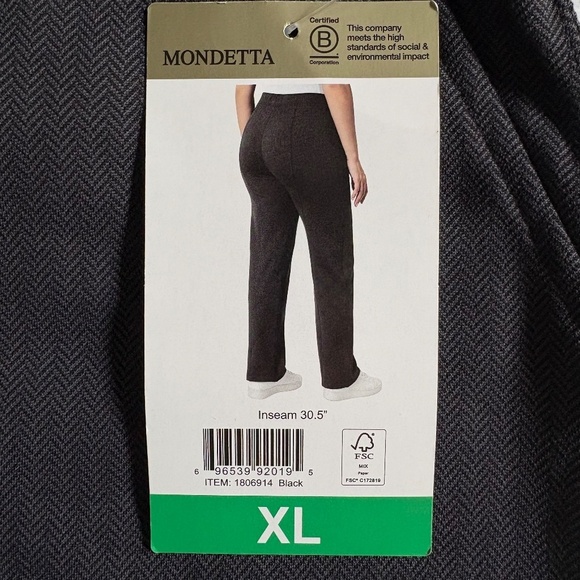 Mondetta Herringbone Straight Leg Pants, Pull On Stretchy Black/Dark Gray XL NWT - Picture 6 of 16